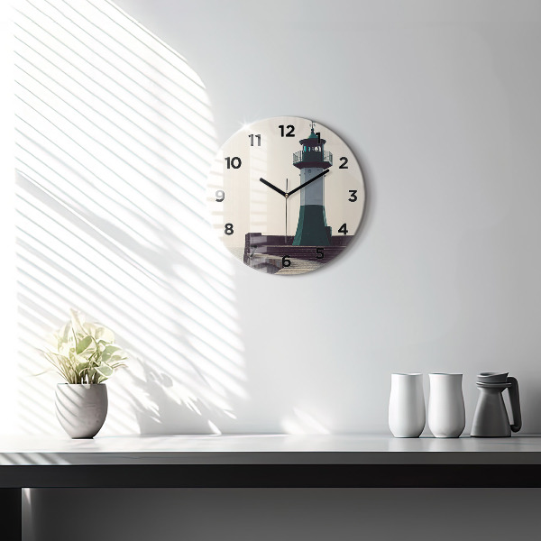 Zegar okrągły z nadrukiem Latarnia morska i morze