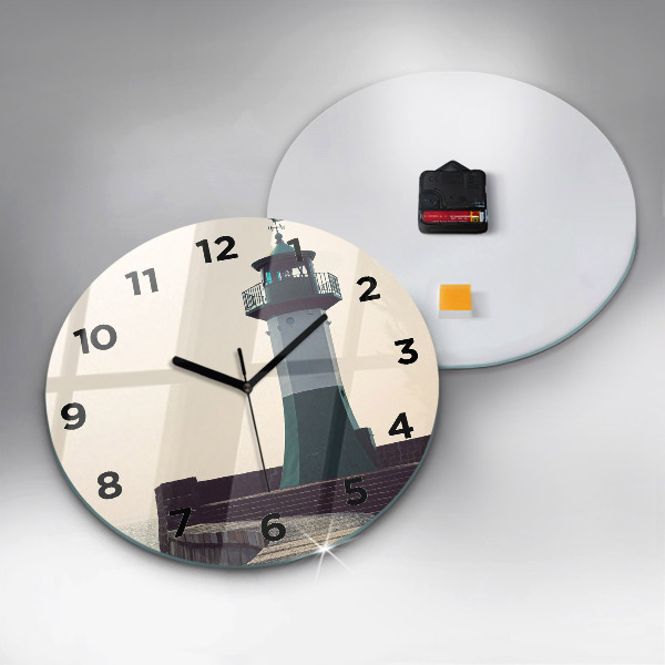 Zegar okrągły z nadrukiem Latarnia morska i morze