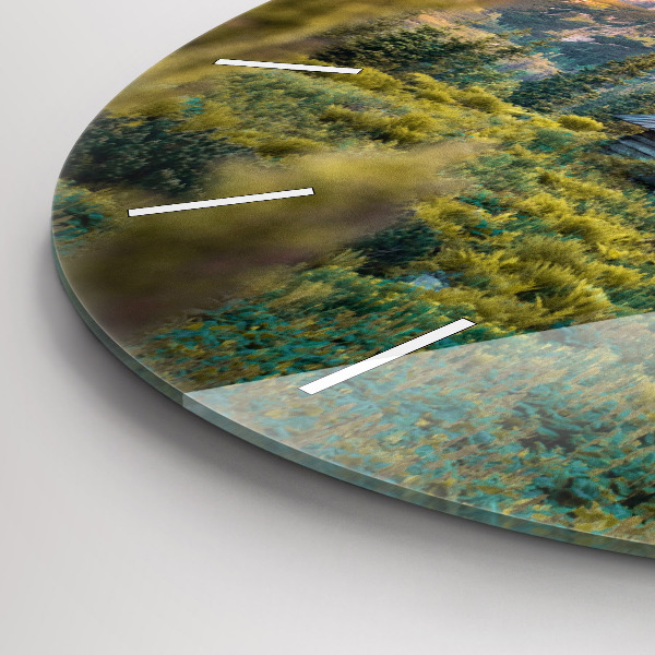 Zegar okrągły z nadrukiem Domek w Tatrach