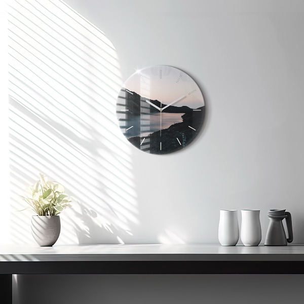 Zegar okrągły z nadrukiem Jezioro i góry