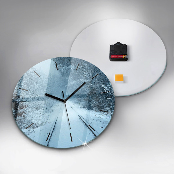 Zegar okrągły z nadrukiem Sarny na torach