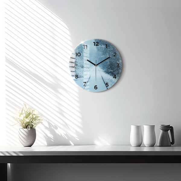 Zegar okrągły z nadrukiem Sarny na torach