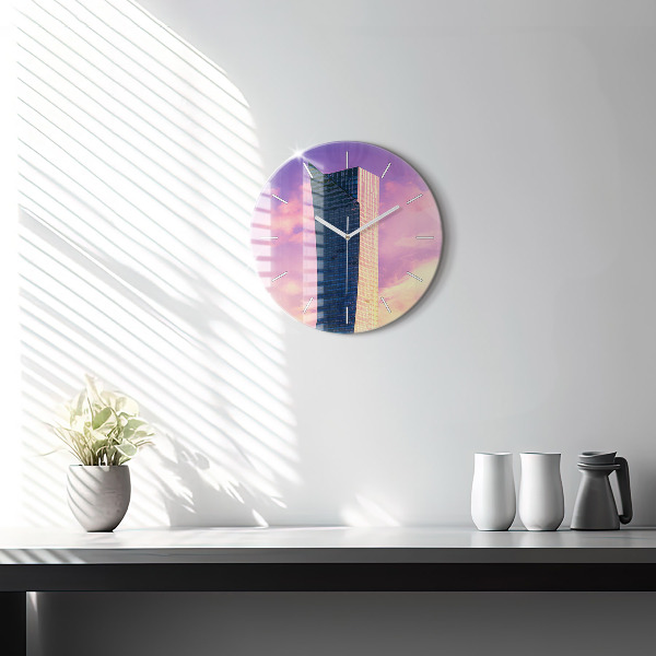 Zegar okrągły z nadrukiem Drapacz chmur w Warszawie
