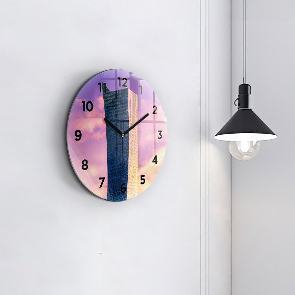 Zegar okrągły z nadrukiem Drapacz chmur w Warszawie