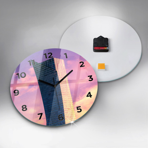 Zegar okrągły z nadrukiem Drapacz chmur w Warszawie