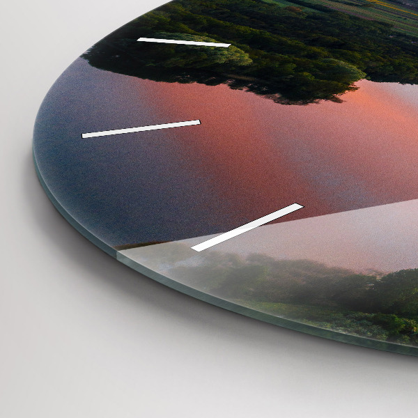 Zegar okrągły z nadrukiem Widok na jezioro