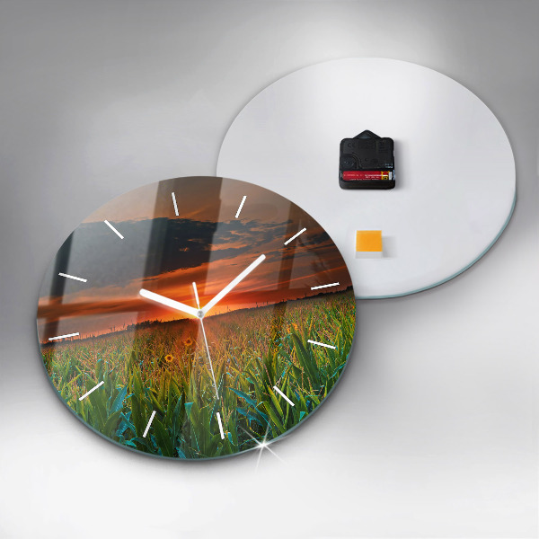 Zegar okrągły z nadrukiem Słoneczniki na łące