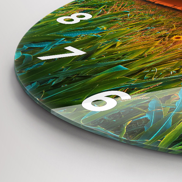 Zegar okrągły z nadrukiem Słoneczniki na łące