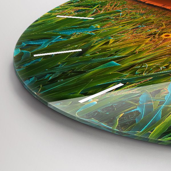 Zegar okrągły z nadrukiem Słoneczniki na łące