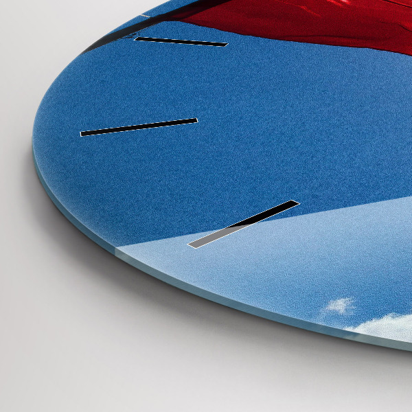 Zegar okrągły z nadrukiem Flaga Polski na tle nieba