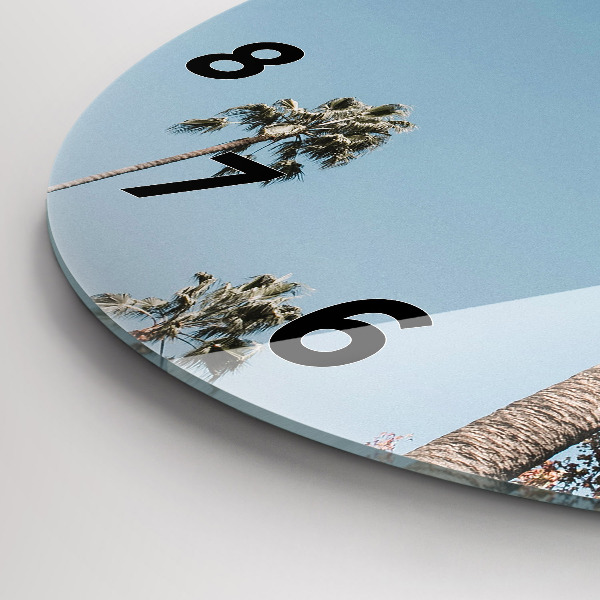 Zegar okrągły z nadrukiem Palmy w Los Angeles