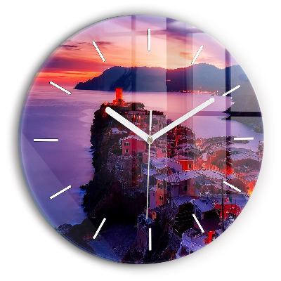 Zegar okrągły z nadrukiem Domy w pobliżu Jeziora