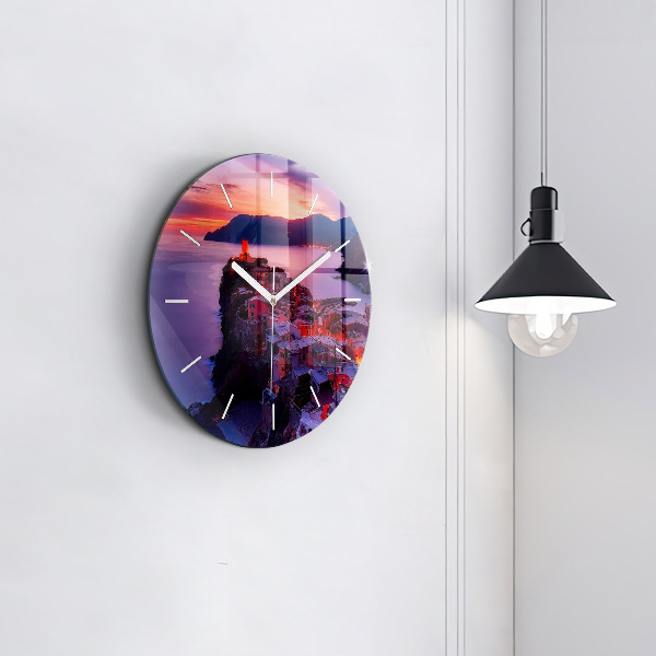 Zegar okrągły z nadrukiem Domy w pobliżu Jeziora