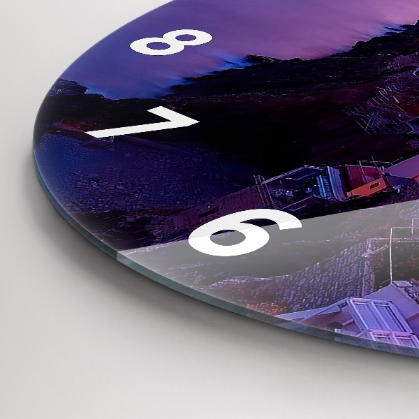 Zegar okrągły z nadrukiem Domy w pobliżu Jeziora