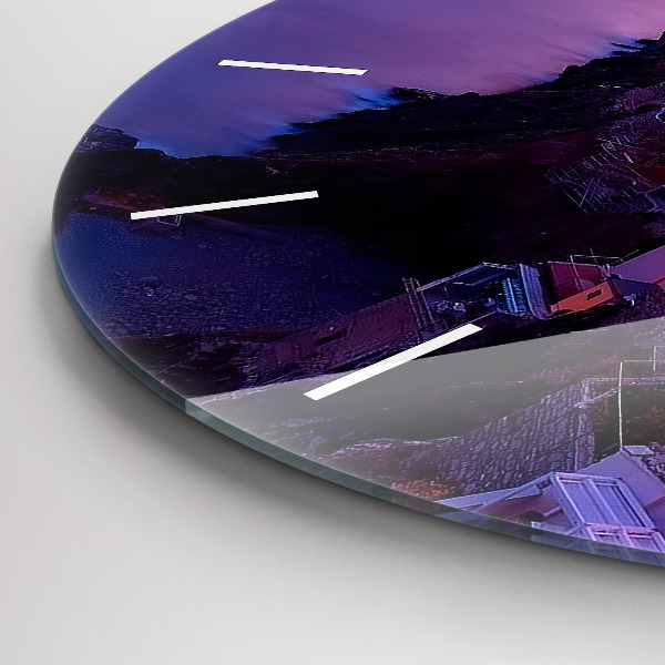 Zegar okrągły z nadrukiem Domy w pobliżu Jeziora