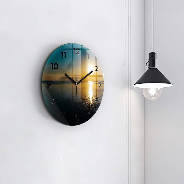 Zegar okrągły z nadrukiem Krajobraz wschodu słońca