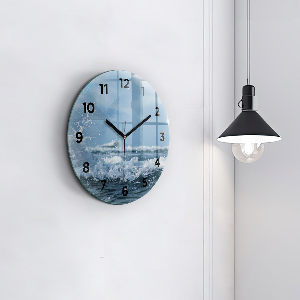 Zegar okrągły z nadrukiem Zdjęcie fal morskich