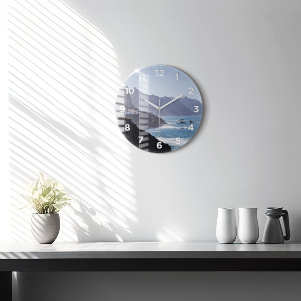 Zegar okrągły z nadrukiem Góry przy oceanie
