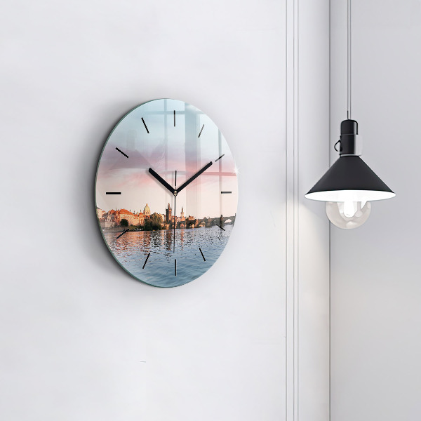 Zegar okrągły z nadrukiem Most Karola w Pradze