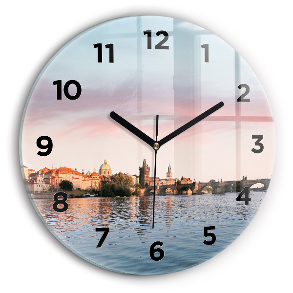 Zegar okrągły z nadrukiem Most Karola w Pradze