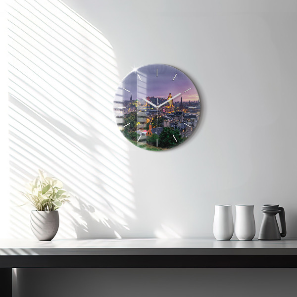 Zegar okrągły z nadrukiem Edynburg z Calton Hill