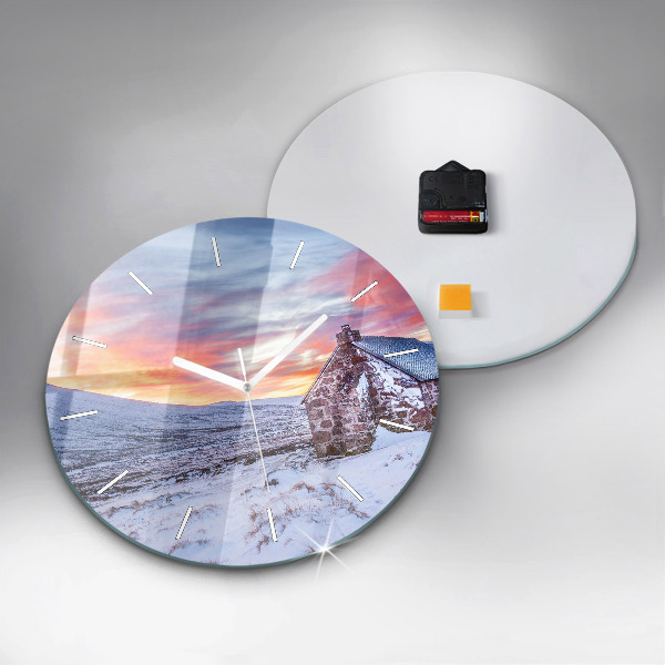 Zegar okrągły z nadrukiem Domek w górach