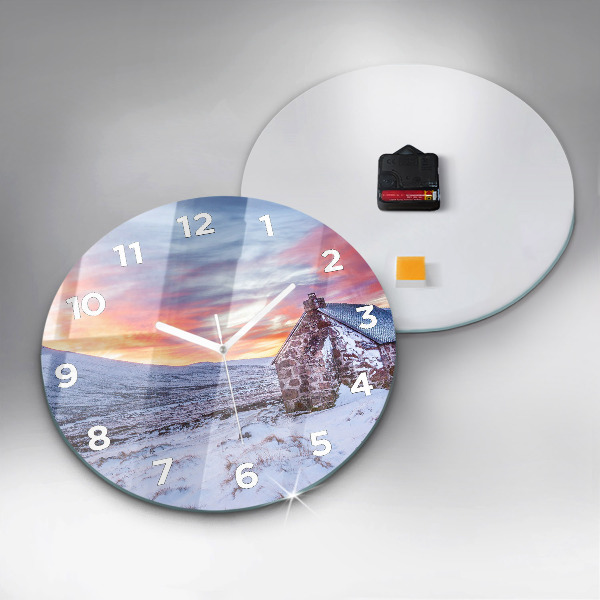 Zegar okrągły z nadrukiem Domek w górach