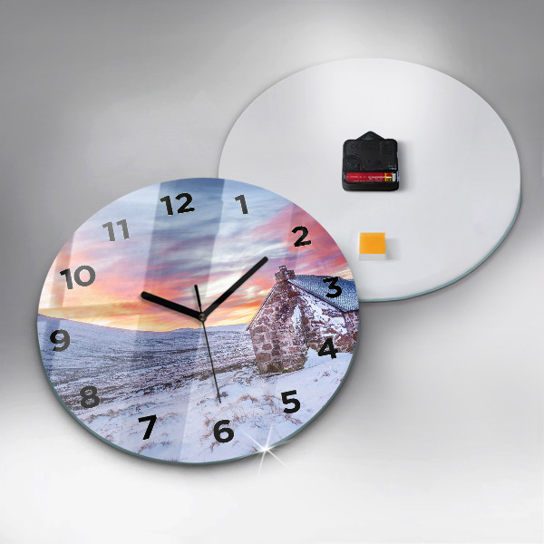 Zegar okrągły z nadrukiem Domek w górach