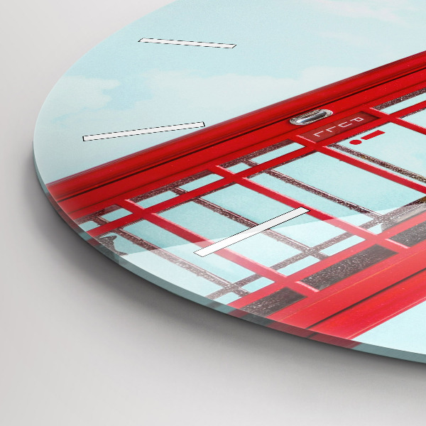 Zegar okrągły z nadrukiem Budka telefoniczna