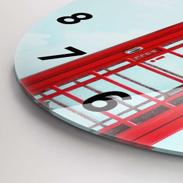 Zegar okrągły z nadrukiem Budka telefoniczna