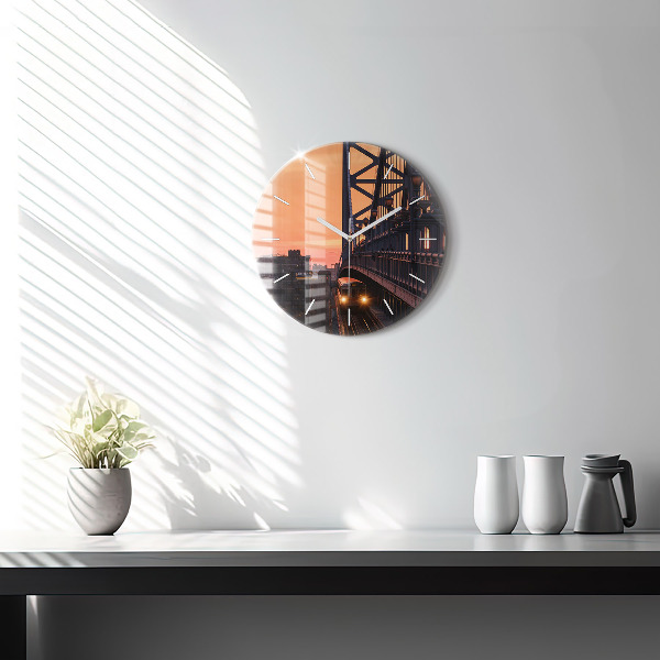 Zegar okrągły z nadrukiem Most Benjamin Franklin