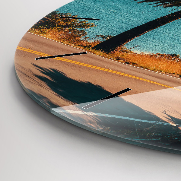 Zegar okrągły z nadrukiem Palmy w Malibu