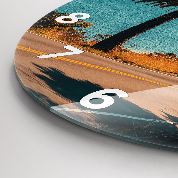 Zegar okrągły z nadrukiem Palmy w Malibu