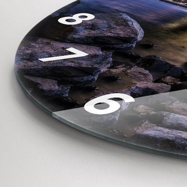 Zegar okrągły z nadrukiem Skalisty brzeg pod mostem