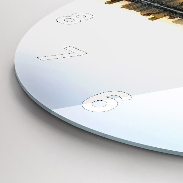 Zegar okrągły z nadrukiem Miasto nad rzeką