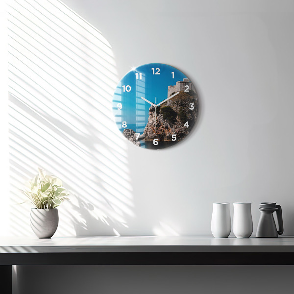 Zegar okrągły z nadrukiem Klify w Dubrowniku