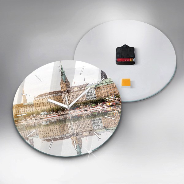 Zegar ścienny okrągły Rzeka Hamburg Niemcy