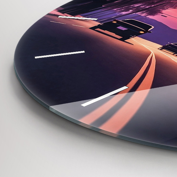 Zegar ścienny okrągły Zachód słońca w LA