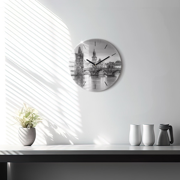 Zegar ścienny okrągły Most Karola w Pradze