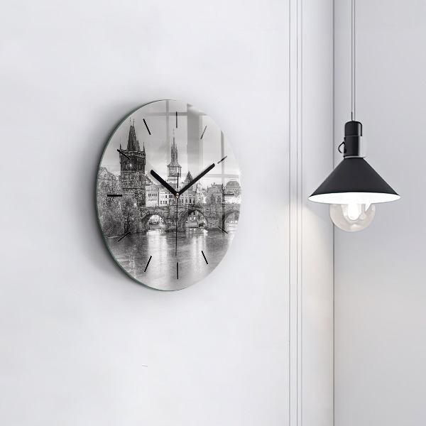 Zegar ścienny okrągły Most Karola w Pradze