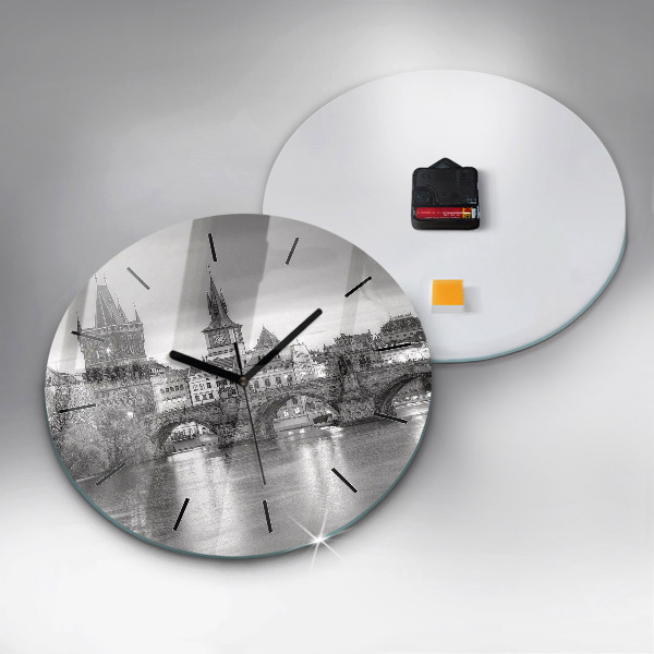 Zegar ścienny okrągły Most Karola w Pradze