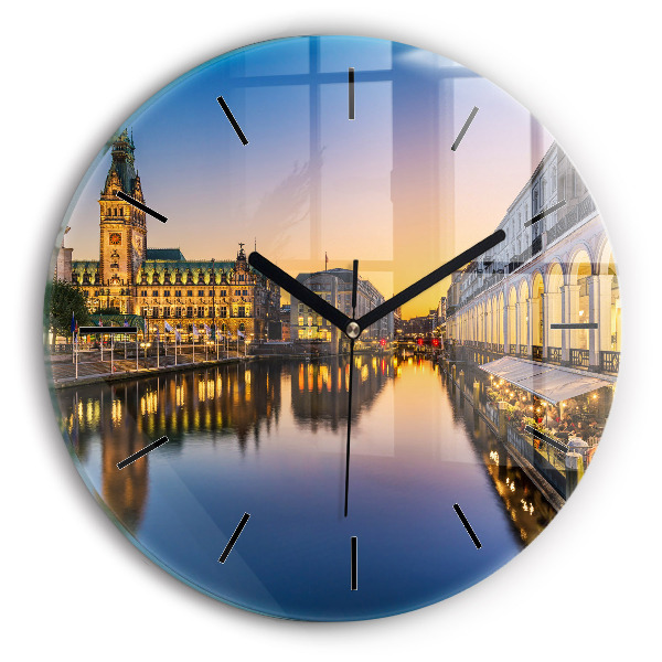 Zegar ścienny okrągły Ratusz w Hamburgu
