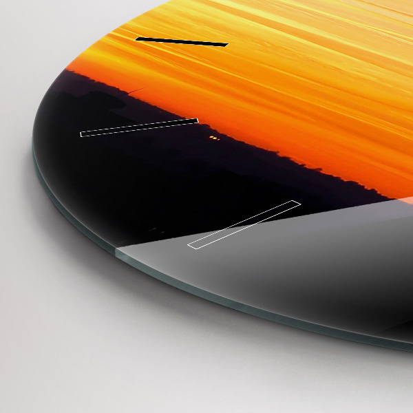 Zegar szklany okrągły Budynek i zachód słońca