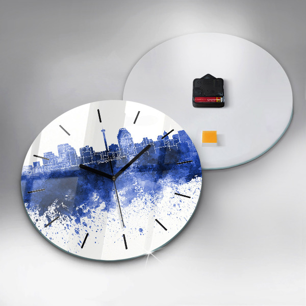 Zegar szklany okrągły San Antonio akwarele