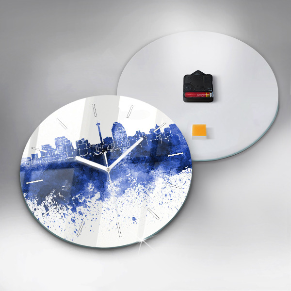 Zegar szklany okrągły San Antonio akwarele