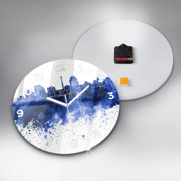 Zegar szklany okrągły San Antonio akwarele