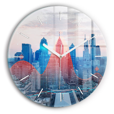 Zegar szklany okrągły Wieżowce w Philadelphii