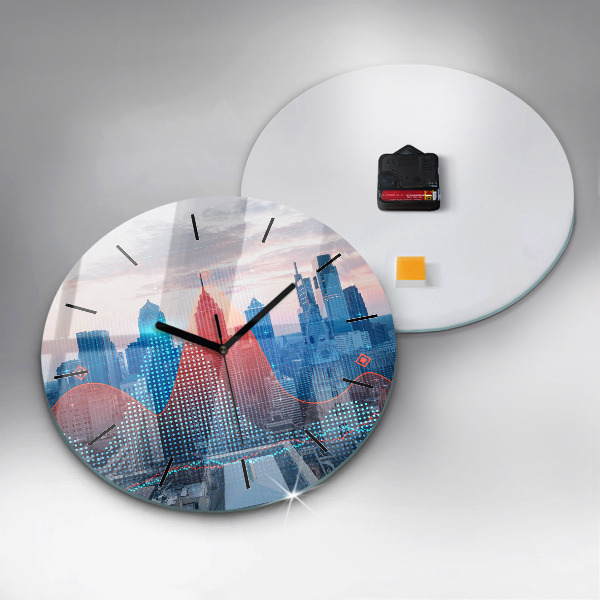 Zegar szklany okrągły Wieżowce w Philadelphii