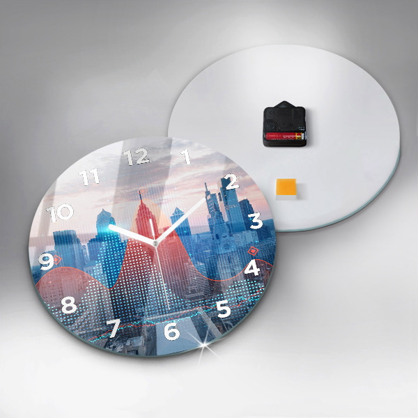 Zegar szklany okrągły Wieżowce w Philadelphii