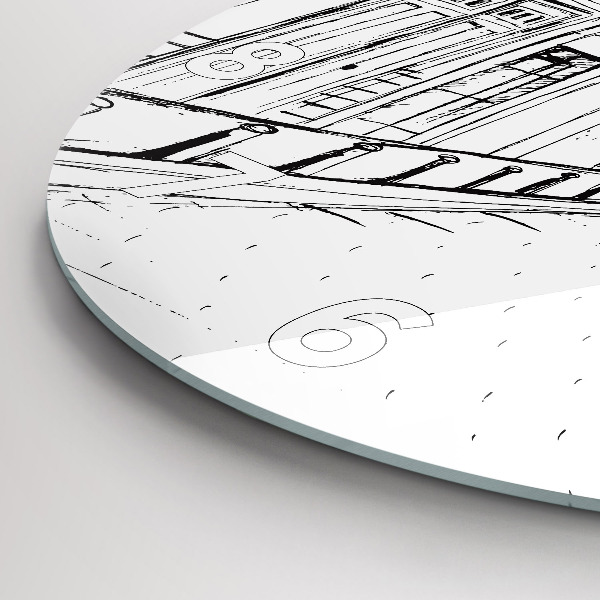 Zegar ścienny okrągły Rysunek miasta Prowansja